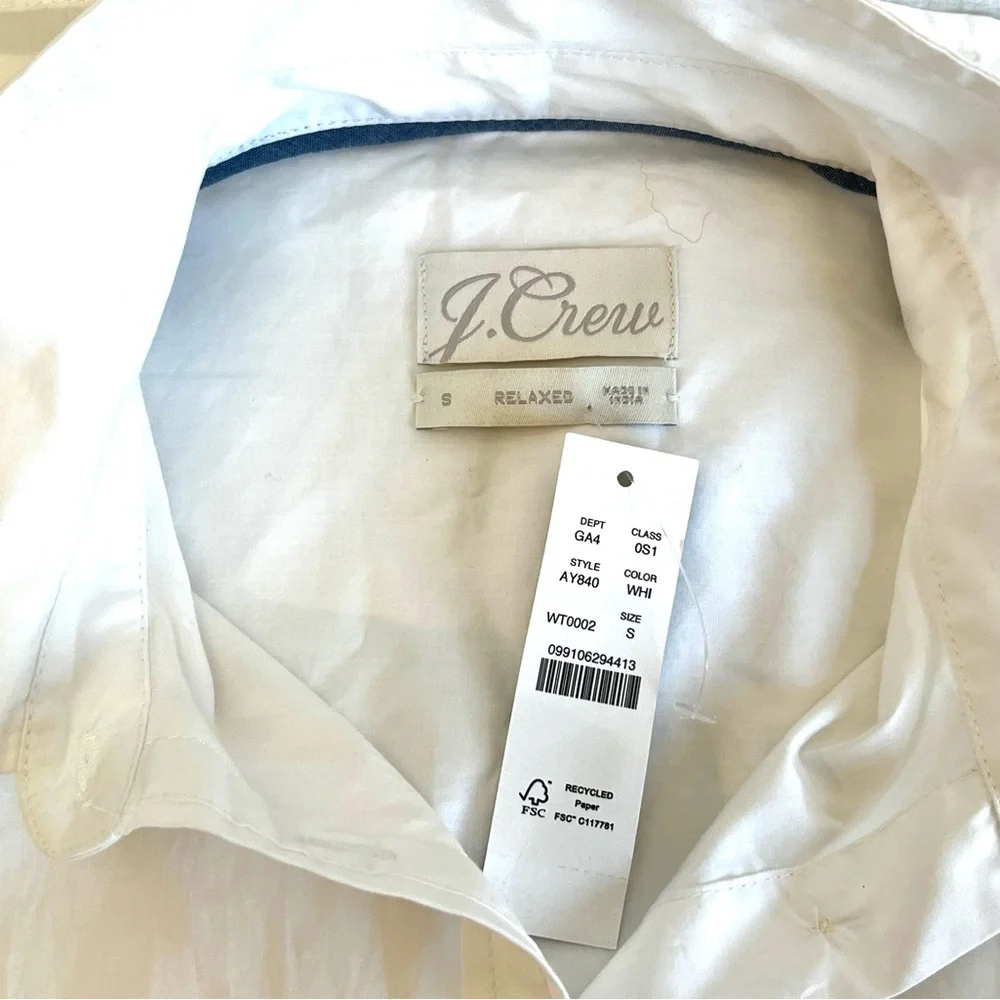 🛍️ JCREW NEW! Classic White RelaxedFit shortsleeve shirtdress wTie Belt/Pockets - Picture 7 of 10
